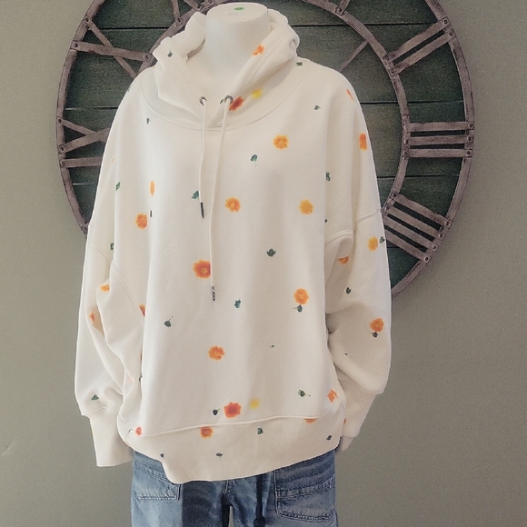 Free People Movent X DYEKWEEN Sprint To The Finish Hoodie In Marigold Combo - Picture 2 of 16